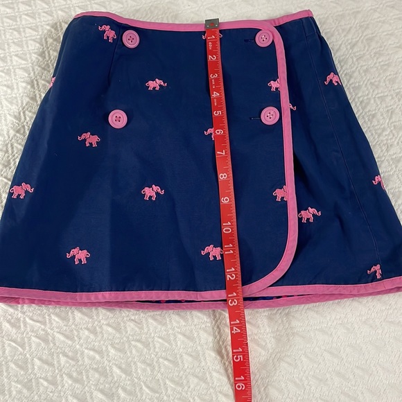 Lilly Pulitzer girls 10 reversible skirt polka dot & elephants navy pink rare - Picture 4 of 5